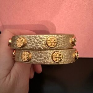 Gold Leather Bracelets - Tory Burch